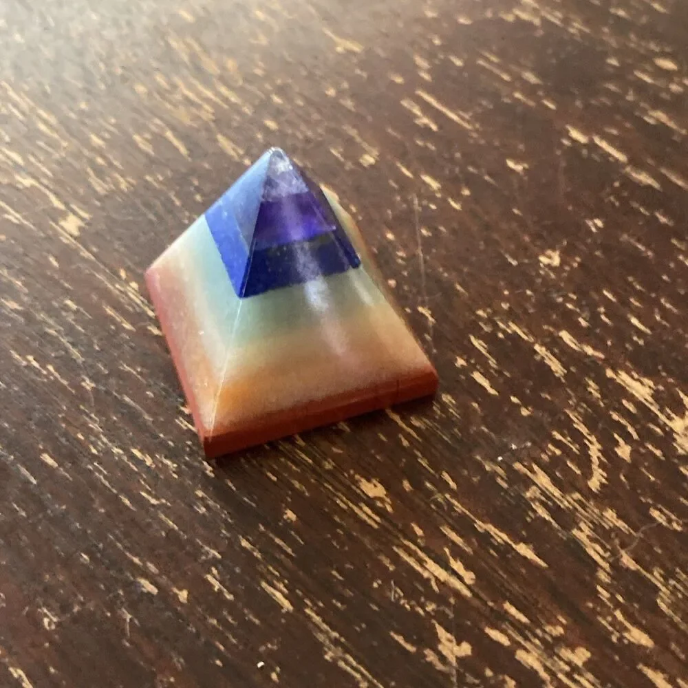 7 Chakra Crystal Pyramid Multicolor Agate Stone Worry Love Energy Healing